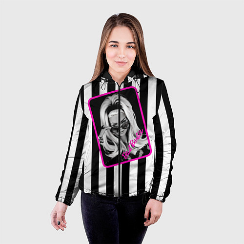 Женская куртка Барби и полосы / 3D-Черный – фото 4