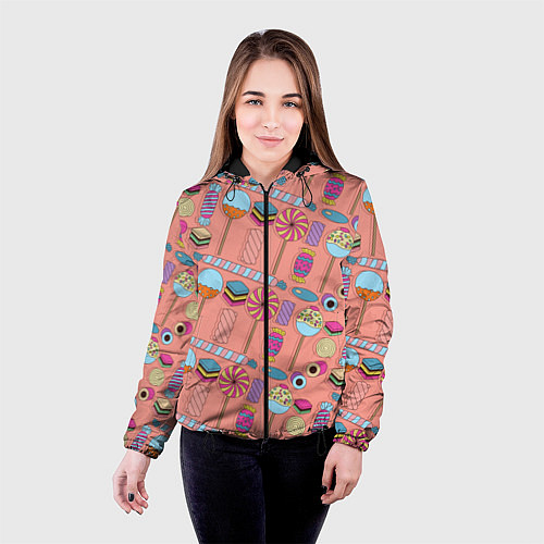 Женская куртка Сладкие конфетки / 3D-Черный – фото 4