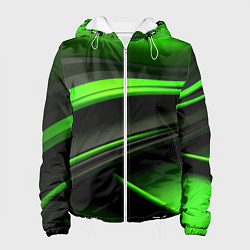 Куртка с капюшоном женская Black green textureпоп, цвет: 3D-белый