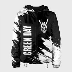 Куртка с капюшоном женская Green Day и рок символ на темном фоне, цвет: 3D-черный