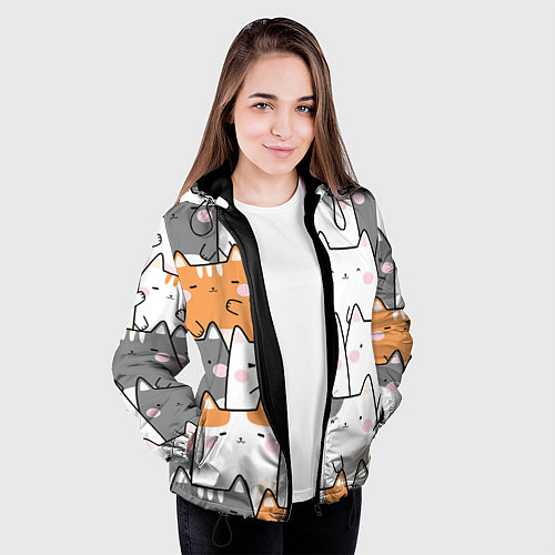 Женская куртка Семья котиков / 3D-Черный – фото 3
