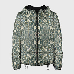 Женская куртка Белые цветочки на сером фоне
