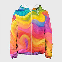 Куртка с капюшоном женская Красочные разливы, цвет: 3D-белый