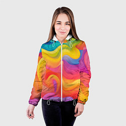 Куртка с капюшоном женская Красочные разливы, цвет: 3D-белый — фото 2