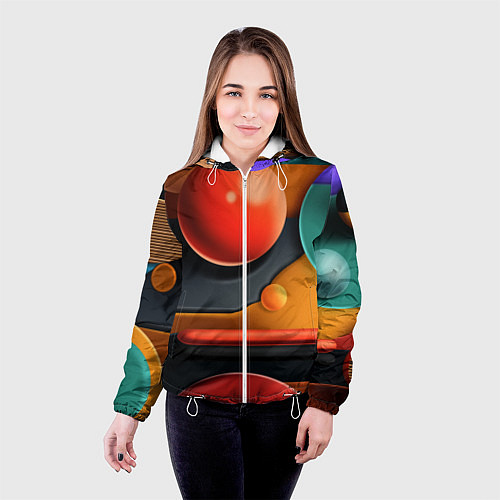 Женская куртка Геометрия фигур / 3D-Белый – фото 4