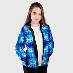 Куртка с капюшоном женская Ярко-синий светящийся узор, цвет: 3D-черный — фото 2