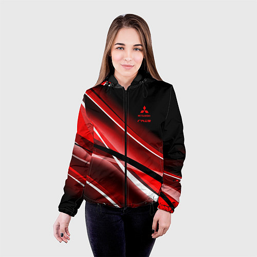 Женская куртка Mitsubishi emblem Митсубиши / 3D-Черный – фото 4