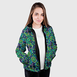 Куртка с капюшоном женская Абстрактный психодел, цвет: 3D-черный — фото 2