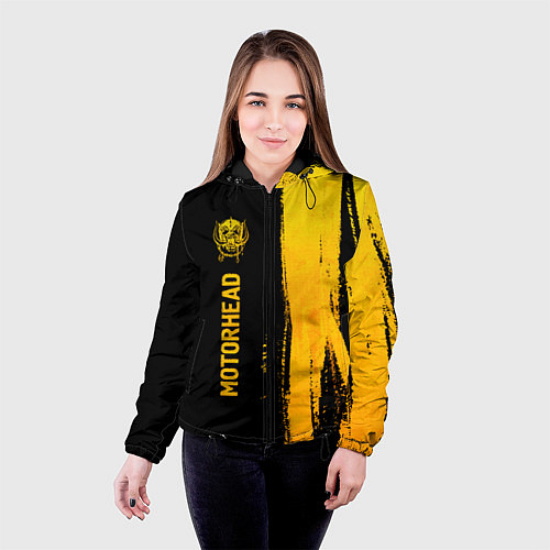 Женская куртка Motorhead - gold gradient: по-вертикали / 3D-Черный – фото 4