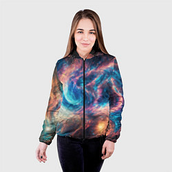 Куртка с капюшоном женская Космические узоры необычные, цвет: 3D-черный — фото 2