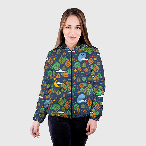 Женская куртка Ночной лес / 3D-Черный – фото 4