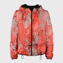 Куртка с капюшоном женская Красные и серые трещины, цвет: 3D-черный