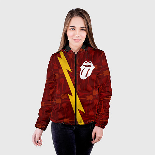 Женская куртка Rolling Stones гитары и молния / 3D-Черный – фото 4