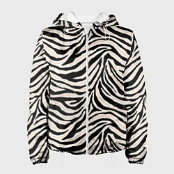 Куртка с капюшоном женская Полосатая шкура зебры, белого тигра, цвет: 3D-белый