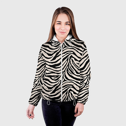 Женская куртка Полосатая шкура зебры, белого тигра / 3D-Белый – фото 4