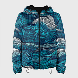 Женская куртка Синие волны абстракт