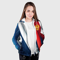 Куртка с капюшоном женская Герб России абстракция, цвет: 3D-белый — фото 2