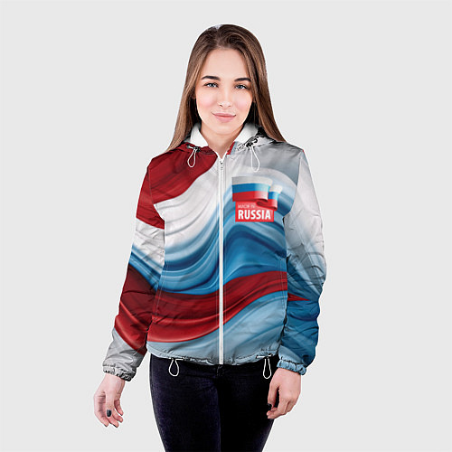 Женская куртка Флаг России абстракт / 3D-Белый – фото 4