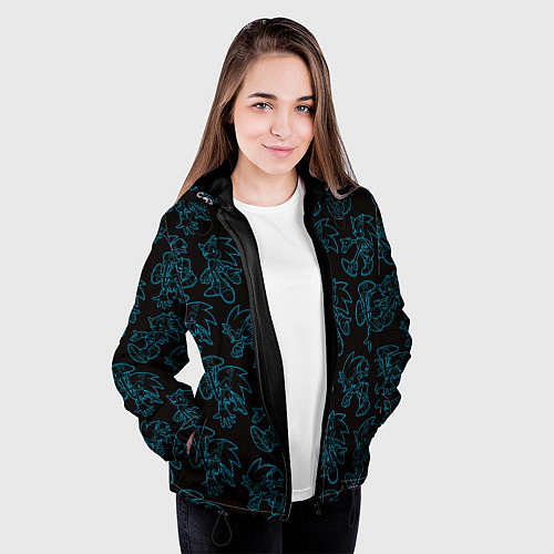 Женская куртка Соник паттерн / 3D-Черный – фото 3