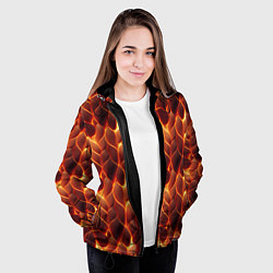 Куртка с капюшоном женская Огненная мозаичная текстура, цвет: 3D-черный — фото 2