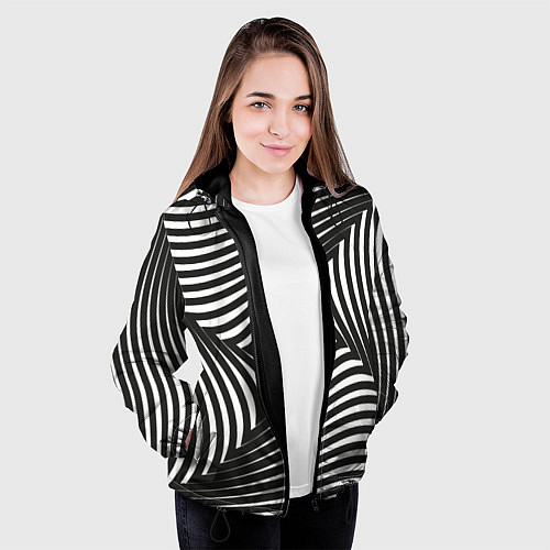 Женская куртка Оптическая иллюзия водоворот / 3D-Черный – фото 3