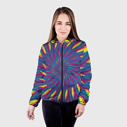Куртка с капюшоном женская Оптическая иллюзия веер, цвет: 3D-черный — фото 2