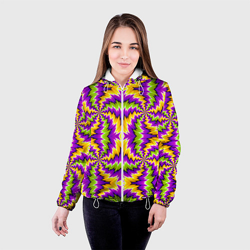 Женская куртка Красочная иллюзия вращения / 3D-Белый – фото 4