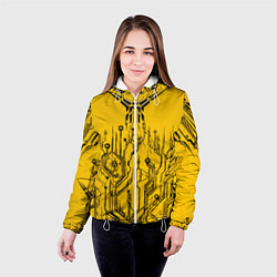 Куртка с капюшоном женская Киберпанк Yellow-Black, цвет: 3D-белый — фото 2