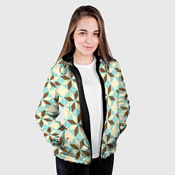 Куртка с капюшоном женская Brown blue pattern, цвет: 3D-черный — фото 2