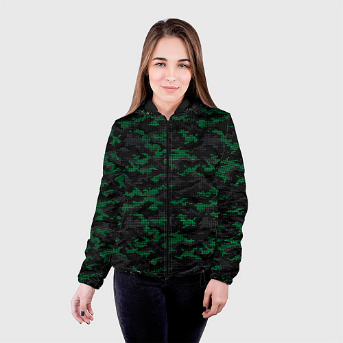 Женская куртка Точечный камуфляжный узор Spot camouflage pattern / 3D-Черный – фото 4