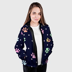 Куртка с капюшоном женская Лапки животных, цвет: 3D-черный — фото 2