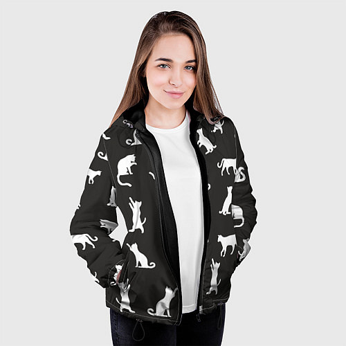 Женская куртка White cats / 3D-Черный – фото 3