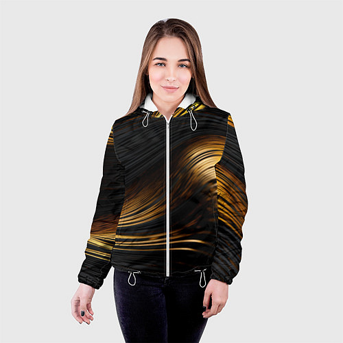 Женская куртка Black gold waves / 3D-Белый – фото 4