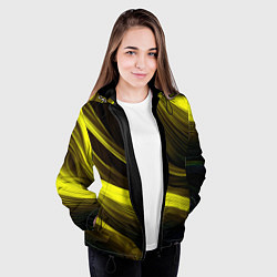 Куртка с капюшоном женская Черные и желтые линии, цвет: 3D-черный — фото 2