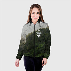 Куртка с капюшоном женская Я из Сибири на фоне леса, цвет: 3D-черный — фото 2