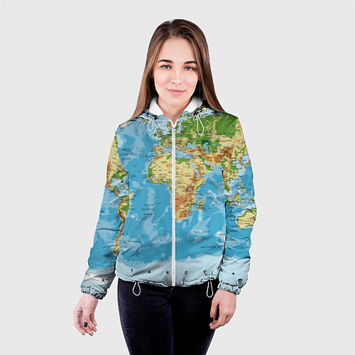 Женская куртка Атлас мира / 3D-Белый – фото 4