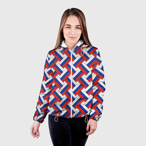 Женская куртка Россия - плетёнка / 3D-Белый – фото 4