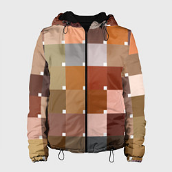 Куртка с капюшоном женская Brown squares, цвет: 3D-черный