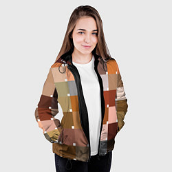 Куртка с капюшоном женская Brown squares, цвет: 3D-черный — фото 2