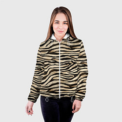 Куртка с капюшоном женская Шкура зебры и белого тигра, цвет: 3D-белый — фото 2