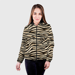 Куртка с капюшоном женская Шкура зебры и белого тигра, цвет: 3D-черный — фото 2