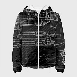 Женская куртка Чертеж ракеты на чёрном фоне