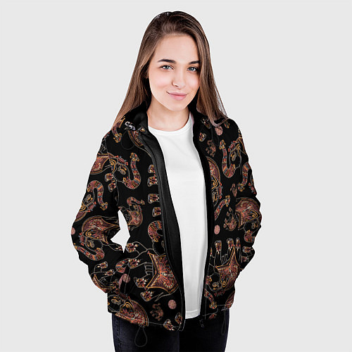 Женская куртка Слон индийский / 3D-Черный – фото 3