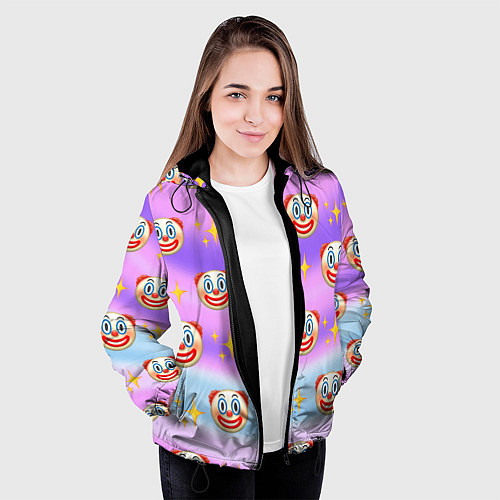 Женская куртка Узор с Клоунами / 3D-Черный – фото 3