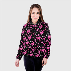 Куртка с капюшоном женская Черный фон, барби и цветы, цвет: 3D-черный — фото 2