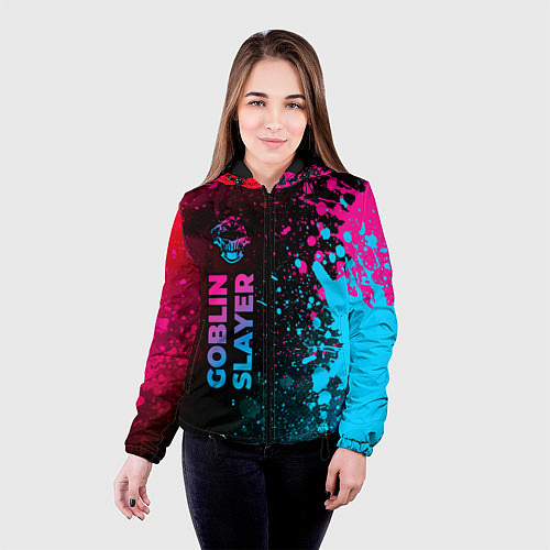 Женская куртка Goblin Slayer - neon gradient: по-вертикали / 3D-Черный – фото 4