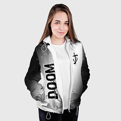 Куртка с капюшоном женская Doom glitch на светлом фоне: надпись, символ, цвет: 3D-белый — фото 2