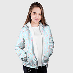 Куртка с капюшоном женская Цветное мороженое в пастельных цветах, цвет: 3D-белый — фото 2