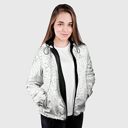 Куртка с капюшоном женская Хаотичная черно-белая рябь - узор Хуф и Ся, цвет: 3D-черный — фото 2