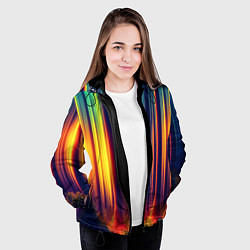 Куртка с капюшоном женская Волшебный лес полосы, цвет: 3D-черный — фото 2